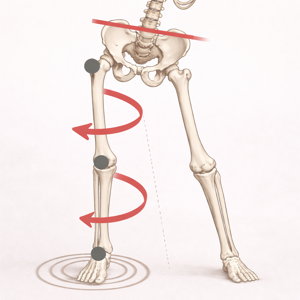 Pelvis rotada con asimetría funcional de piernas y trasvase de peso asociada a dolor lumbar en Alicante