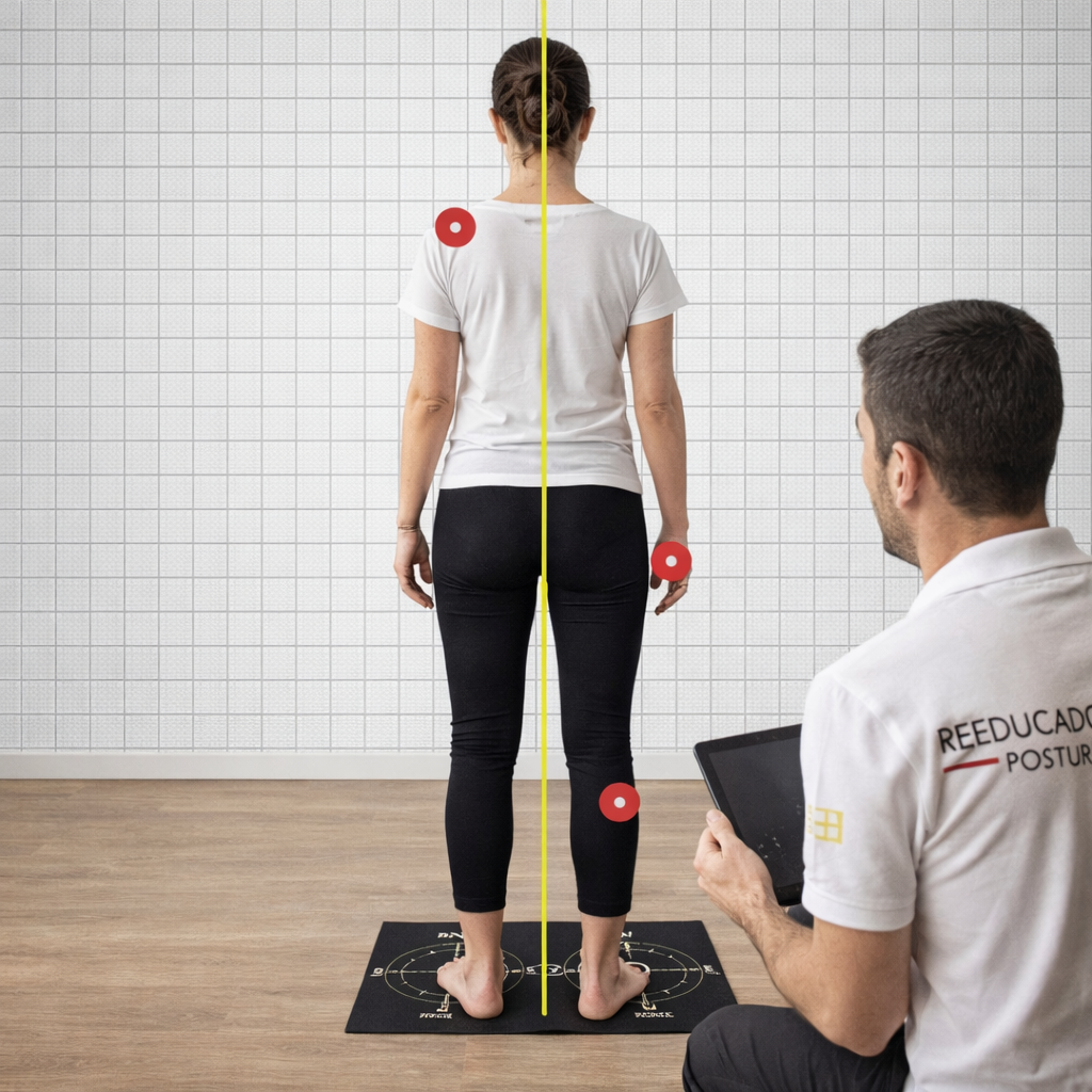 análisis postural con puntos de compensación muscular durante valoración de postura en Alicante