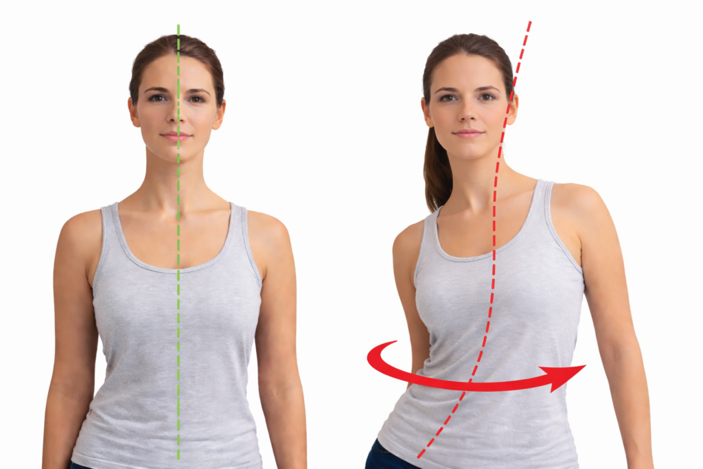 compensacion cervical en rotacion para mantener la cabeza mirando al frente