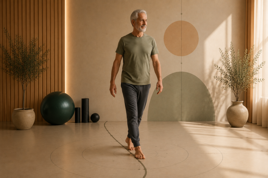 equilibrio en personas mayores, confianza en el equilibrio, miedo a caerse, autonomía en personas mayores, estabilidad corporal, postura y equilibrio, verticalidad, centralidad, frontalidad, entrenamiento respetuoso, reeducación postural, movimiento sensacional, envejecimiento activo, prevención de caídas, pérdida de equilibrio, fuerza en personas mayores, autoestima física, confianza corporal, calidad de vida