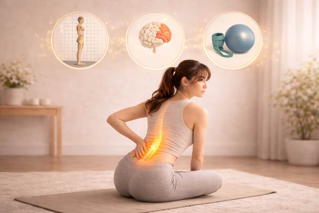 Ejercicios para el dolor lumbar basados en postura, sensación y entrenamiento respetuoso