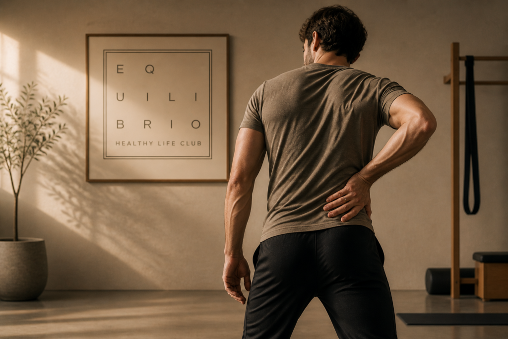 dolor ciático relacionado con desalineación de pelvis y columna en entrenamiento postural